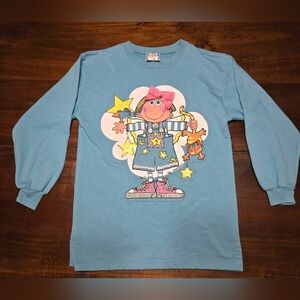 Charming Blue Kids Long Sleeve Tee with Star Graphic